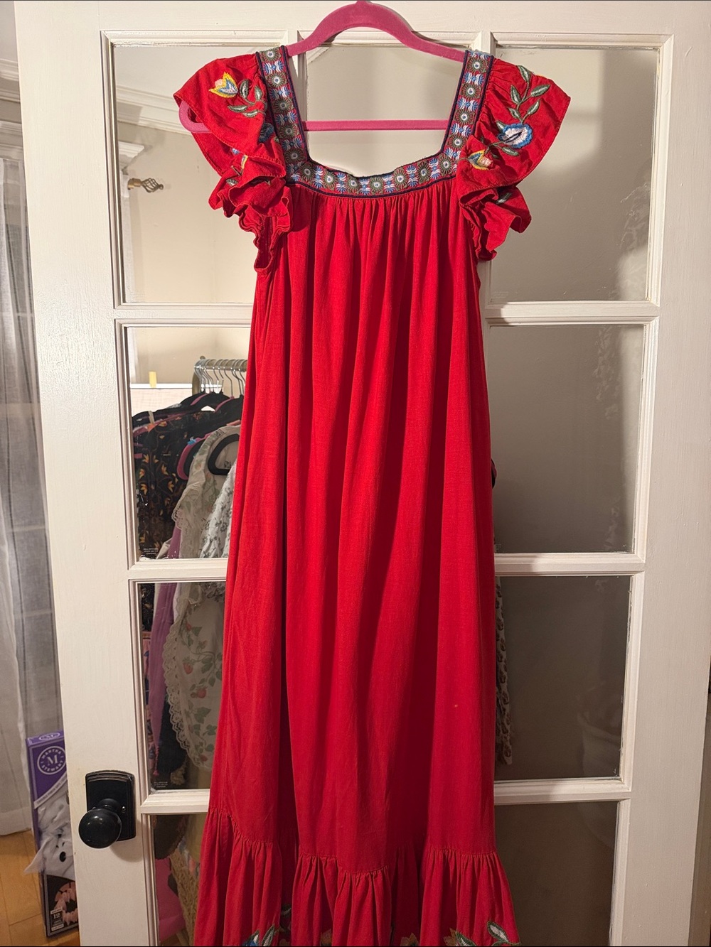 Farm Rio x Anthropologie Embroidered Square Neck Maxi Dress Red
Size: Medium - Picture 4 of 7